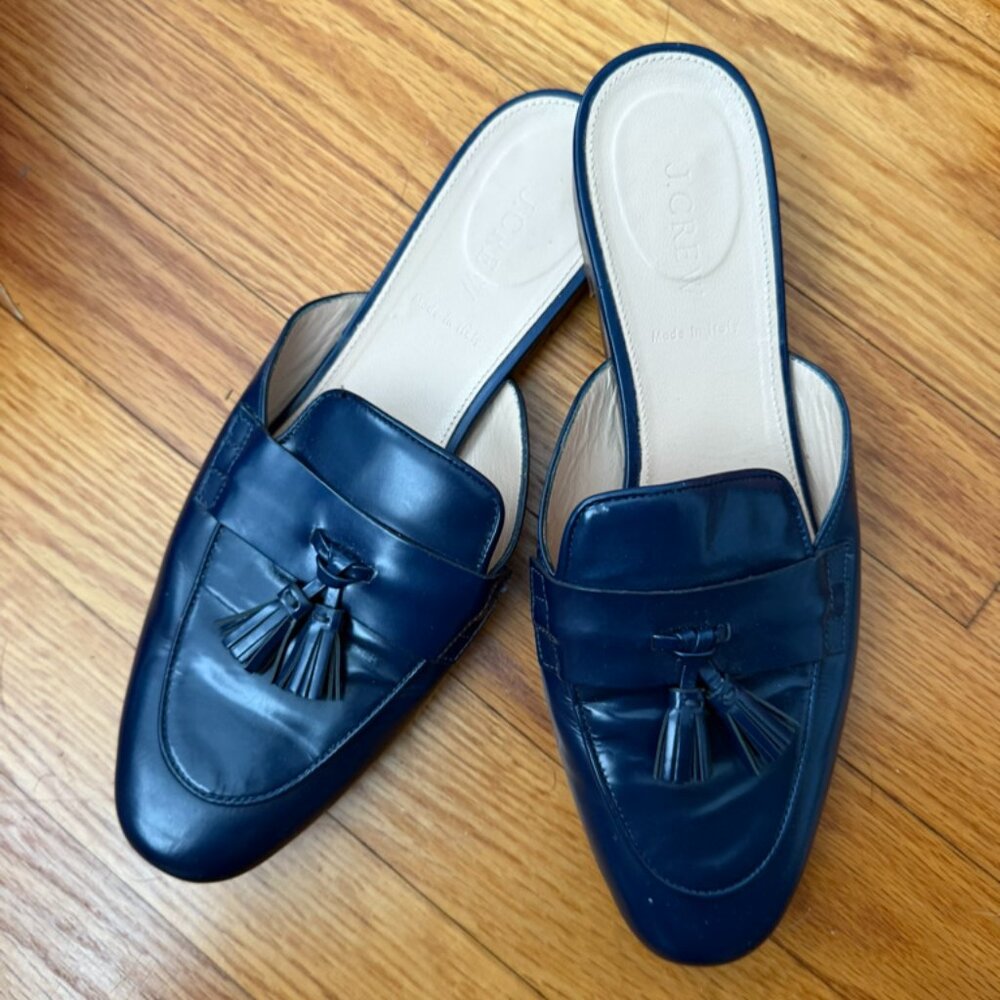 J Crew Shiny Pony Slides